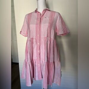 Pink Striped Button-Up Dress
